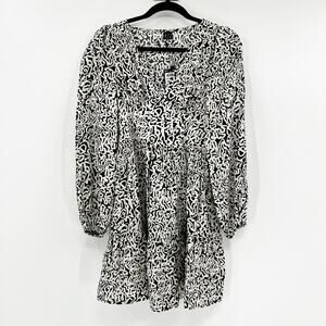 NWT Vero Moda Women's Black White Clara Long Sleeve Mini Dress Size S